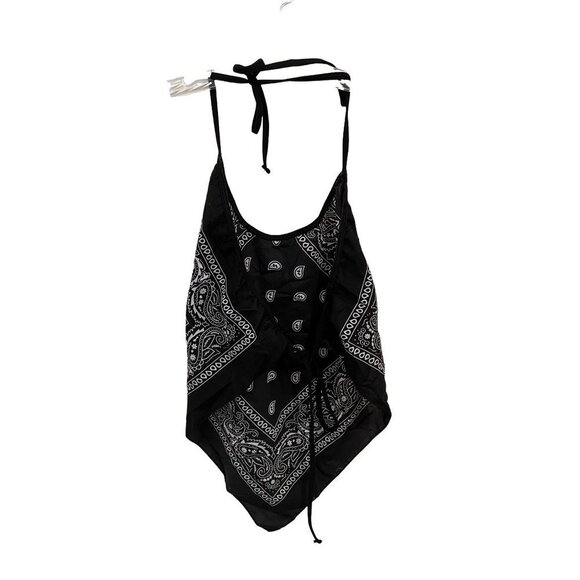 Black and White Bandana Top Scoop neck Halter Trails Clothing - Picture 3 of 5